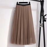 Spring Fashion Office Ladies 2pcs Suit Women Sashes V Neck Blazer Jacket Coat+Mesh Pleated Long Skirt Korean Two Pieces