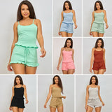 Two-Piece Pajamas Women's Suit Solid Color Striped Home