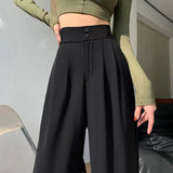 Zingj Pants Female Autumn 2024 New High Waist Pendant Straight Pear Shaped Pants Narrow Version Of The Floor Wide Leg Pants-Outfit