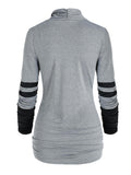 Sleeve Cinched Contrast Faux Twinset T-shirt Gothic Casual Loose Streetwear Women Tops