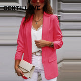Elegant Long Sleeve Turn-down Collar Blazer Office Lady Formal Slim Coats 2020 Women's Demi-season Jacket