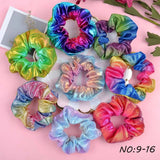 Pcs/lot Women Glitter Scrunchies Colorful Elastic Hair Rope For Girls Ponytail Holder Hair Bands Headwear Hair Accessories