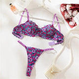 Purple Floral Lingerie Set- Outfit