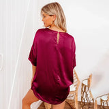 new solid color satin loose top and shorts urban leisure short sleeve suit Pajama shorts set of two fashion pieces