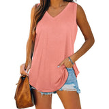 V-neck Sleeveless Pullover Solid Color Vest