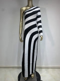 New Zebra-Sclegged Long-Sleeved Leg Banding Party Dress Dress