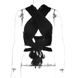 Zingj 2024 New Sexy Cross Hanging Neck Wipe Chest Small Vest Female Tide-Outfit
