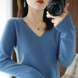 Sweaters Women Casual V-neck Solid Jumpers Pullovers Spring Autumn Womens Sweater Cashmere Knitwear Bottoming