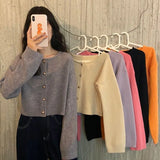 Zingj Korean Version Of 2024 New Loose Short Outside Cardigan Candy Color Age Reduction Pure Color Long Sleeve Sweater Women's Clothing-Outfit
