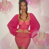 New Lantern Sleeve Mini Dress Women Sexy Black Strapless Party Club Wear 2021 Fashion Ladies French Romantic