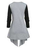 Lattice Colorblock Draped Jersey Tee Crop Top Women'S Blouse Oversized T-Shirt Vintage