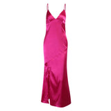 dress Female clothing y2k summer Sleeveless Sling Elegant V-neck Split fork Sexy Bodycon Lady Vintage Party White