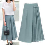 And Summer 2025 New Korean Version Of The Folding Chiffon Trousers Large Size Tight Waist Slack Trouser