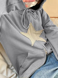 Vintage Star Patch Baggy Zip Up Hoodie- Outfit
