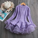 Winter Autumn Girl Dress Children Clothes Kids Dresses For Girls Party Dress Long Sleeve Knitted Sweater Toddler Girl