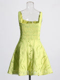 Fashion Suspension Short Dress 2025 Spring New Sexy Fang Collar Sleeveless Design With Lotus Leaf Edge