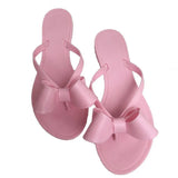 Flops fWomen's Cute Kawaii Bow Flat Slippers Shoes Ladies Flip Flop Beach Shoes Bow Slippers Sandals Sandalias Mujer