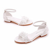 Cm Square With A Shallow Mouth With Sandals Ivory White Silk Satin Bridal White Lace Flower