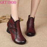 Autumn Winter Woman Genuine Leather Ankle Boots Female Casual Shoes Women Waterproof Warm Snow Boots Ladies