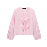 Women's Clothing 2025 New Fashion Temperament With Bow Shirt