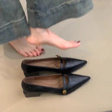 Version Of The Sharp-Pointed Thick Heel High Heels Women 2025 Spring New Evening Wind Commute With Shallow Single