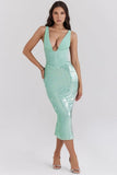 Women's Sexy Deep V-Snee Dress Temperament Body-Body-Bstupling Open Fork Dress
