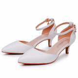 Cm Large-Size Sandals Fine Heel Point White Matur PU Wedding Shoes Sandals White High Heels Bridal