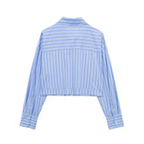 New Casual Loose Striped Short Style Shirt