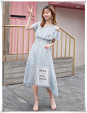 Zingj Chiffon Dress Summer Dress Slim And Fresh Medium And Long Women Open Shoulder Beach