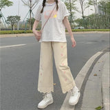 Women Harajuku Heart-print Summer Femme Loose Casual Cute College All-match High Street Kawaii Fashion Mujer