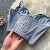 Street Women's Camisole New Fashion Embroidered 3D Petal Bustier Bra Cropped Tops Female Thin Underwear
