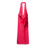 New Women's Tie-Dye Print Collar Hanging Neck Hanging Back Hanging Long Dress