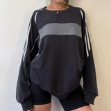 Zingj Spice Girl College Wind Splicing Bump Color Hoodie Female Round Collar Foundation Simple And Versatile Loose Coat