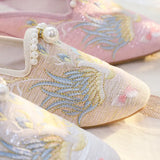 Zingj Embroidery Net Red Envelope Head Embroidered Leisure Travel Slippers Retro Embroidered National Wind Cloth