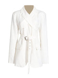 Sense Solid Color Suit Jacket Female 2025 Autumn New Temperament Advanced Sense Cross Collar Long Sleeve Small Suit