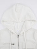 cropped knit top with hood and