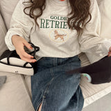 And Winter Wear New Round-Necked, Long-Sleeved T-Shirt For Lazy, Loose, Retro Minority Outfits With Fashionable Printed