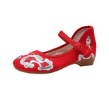 Zingj Women's Embroidered Shoes Single Shoes Flower Cloth Shoes Women's Cheongsam Shoes With Buckle White Red Black Shoes