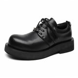 Zingj Big Head Leather Shoes Men's Casual Business Round Head Derby Shoes 2023 Dark British Wind Trend