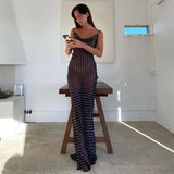 Black Fashion Polka Dots Sundress Sexy See Through Spaghetti Strap Maxi Dress Women Summer Clothes Party Slip Dresses