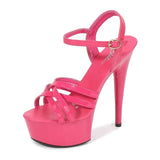 Hot! Women Summer Sandals Patent Leather Platform Sandals High-heeled Shoes 15cm Fashion Shows Thin Heels Plus-size pumps