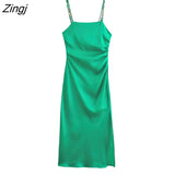 2022 Women Sexy Chain Strap Solid Split Slim Dress Female Chic Inner Style Side Zipper Party Sling Vestidos Mujer