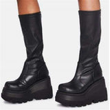 Gothic Style Long-Sleest Locomotive Rider Boots But Knee-High Boots