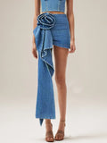 2025 Mid-Waist Stereo Rose Piece Decorative Hip Denim