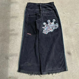 Baggy Jeans For Men Retro Embroidery Hip-Hop Goth Street Clothing 211-0-Outfit