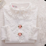 Spring Autumn Cotton Children Base T Shirts Baby Girls Clothes Long Sleeve Floral Casual T Shirt Tops Kids Lace T