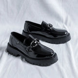 Of 2025 New Youth Round Head Big Head Low Heel Set Foot Fashion Casual Daily Paint Leather Shoes