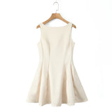 Satin Back V Backless Mini Dress-Outfit