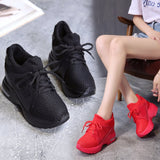 Zingj Thick Bottom Shallow With Net Cloth Belt Leisure Sports Travel Women Single Shoes High Heel Women's Shoes- Outfit