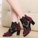 Summer New Large-Size Mesh High Heel High Heel High Heel High Heel Fish Mouth Fashion Women's